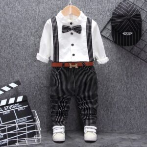 Gentleman Style Formal Set for Boys with Bow Tie & Suspenders