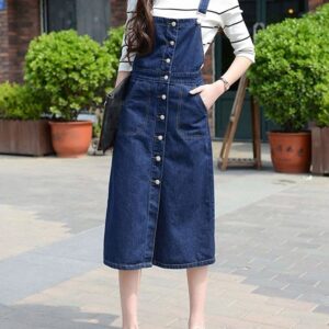 Women's Button-Front Denim Overall Dress