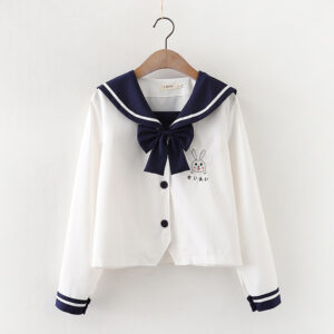 Kawaii Bunny Embroidered Sailor Top