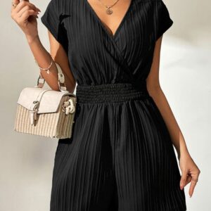 Elegant Pleated Black Romper