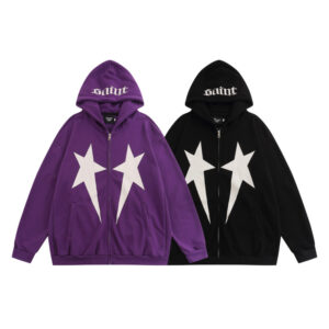 Men's Star Print Zip-Up Hoodie – Streetwear Edition