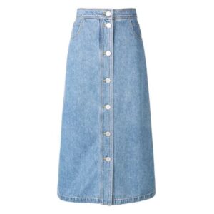 Classic Button-Front Denim Midi Skirt" or "Vintage Wash A-Line Denim Skirt